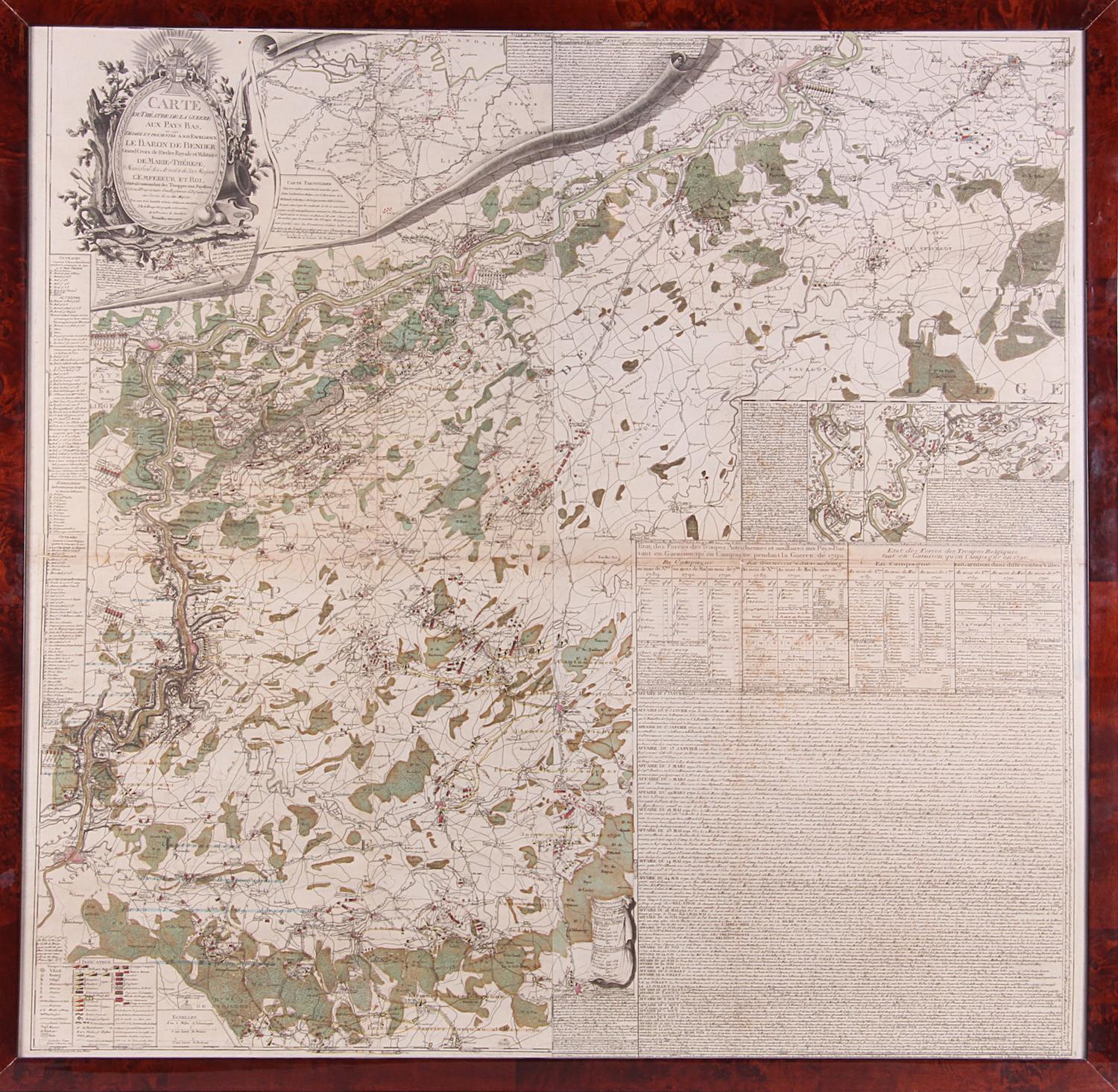 Carte du théâtre de la guerre aux Pays-Bas en 1790. Ens. 2 pièces.