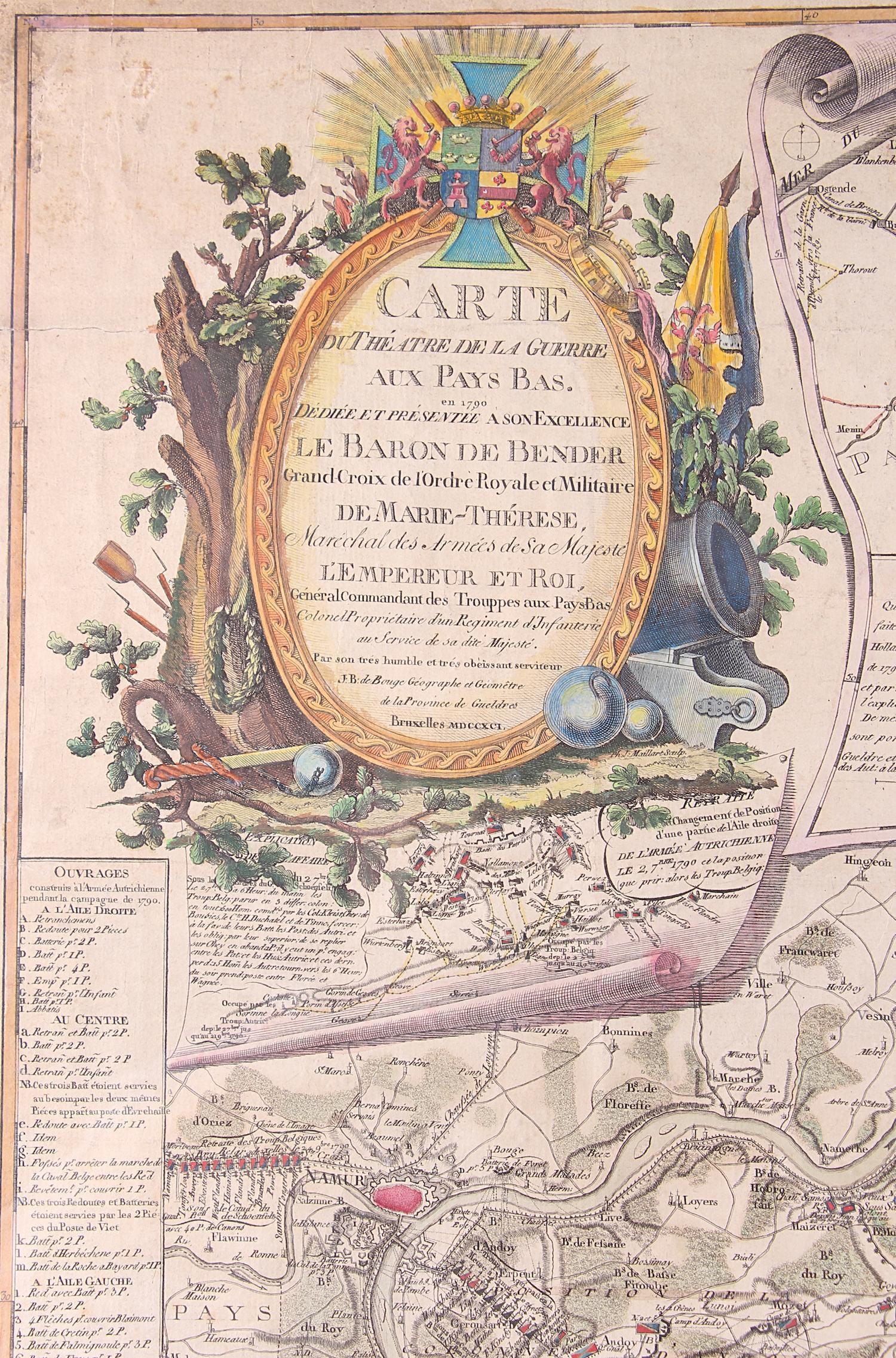 Carte du théâtre de la guerre aux Pays-Bas en 1790. Ens. 2 pièces.