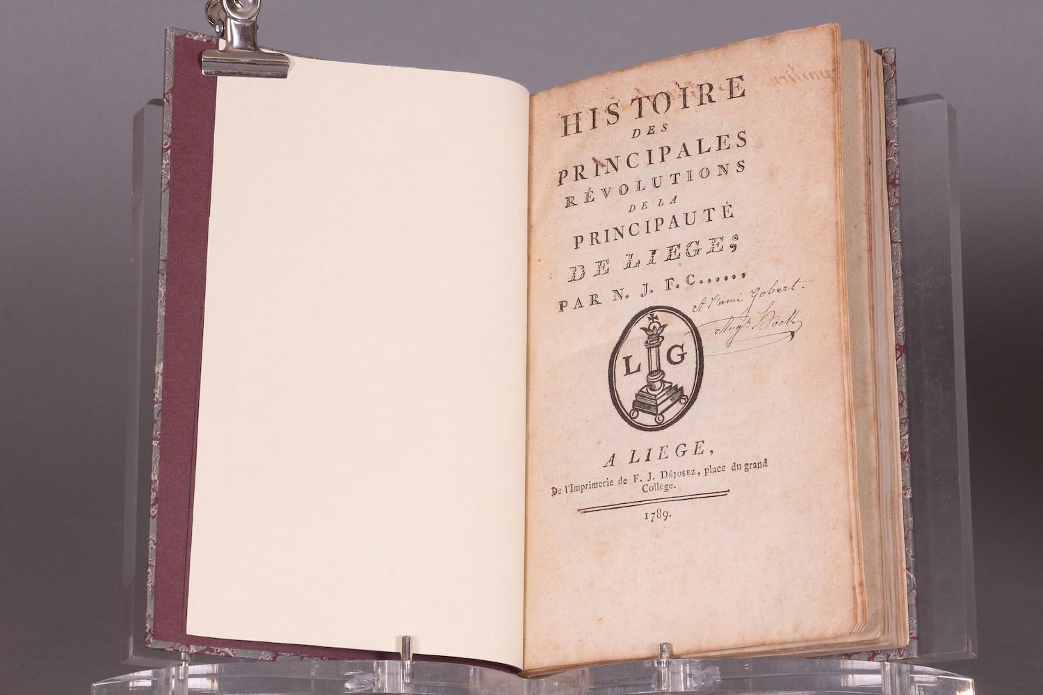 Recherches sur l’histoire de la ci-devant Principauté de Liège. Ens. 4 vol.