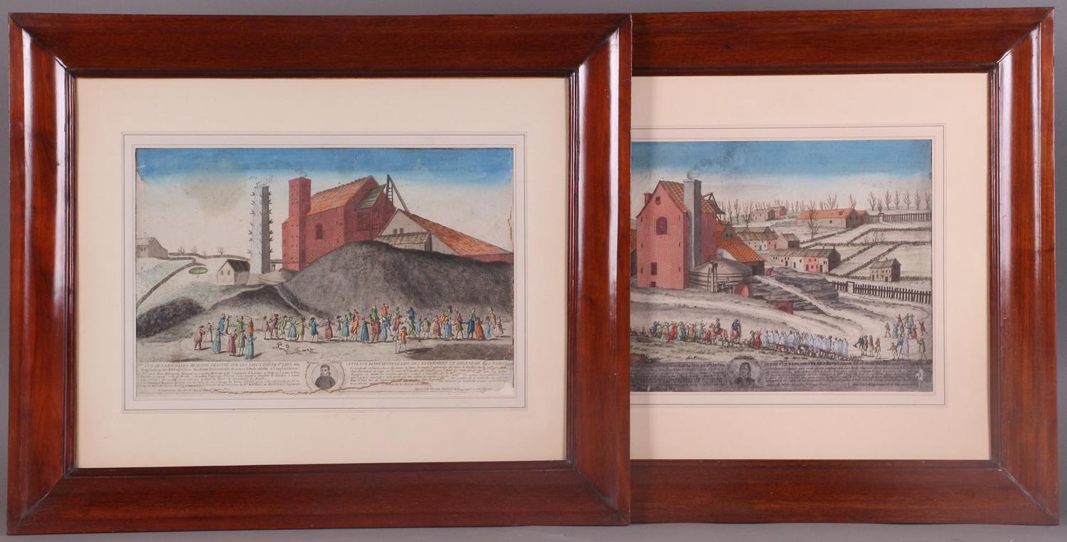 Ière et 2ème vues de la Mine Beaujonc près Liège. 1812. Ens. 2 pièces.